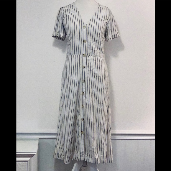 pinstripe midi dress